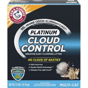 Arm & Hammer Litter Cloud Control Platinum Multi-Cat Clumping Cat Litter with Hypoallergenic Light Scent, 37-lb box