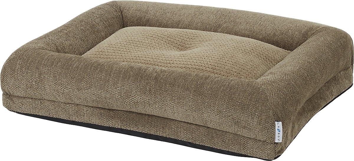 LA-Z-BOY Rosie Lounger Bolster Dog Bed with Removable Cover, Taupe - Chewy.com