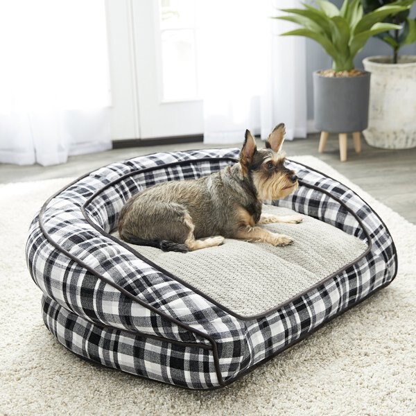 LAZBOY Tucker Bolster Dog Bed w/Removable Cover, Spencer Plaid