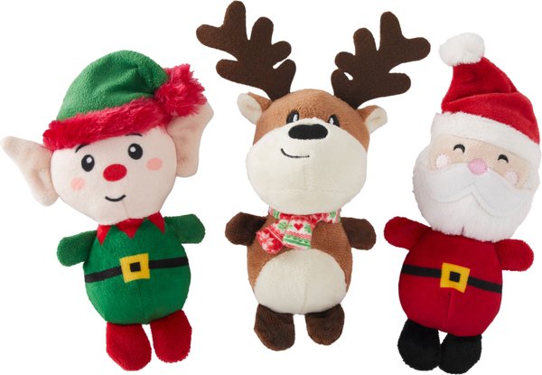 Frisco Holiday Santa's Helpers Plush Squeaky Dog Toy, 3 count, X-Small/Small slide 1 of 6