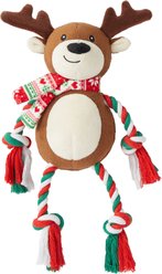 Frisco Holiday Reindeer Plush with Rope Squeaky Dog Toy, Medium/Large