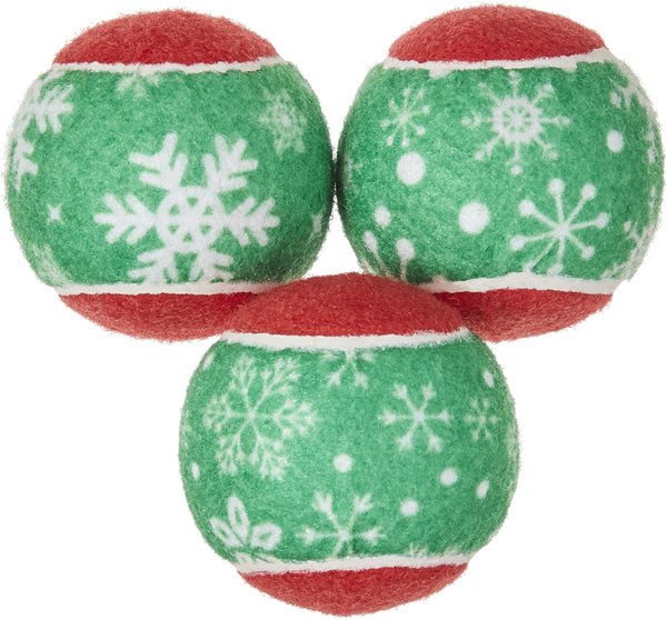 Frisco Holiday Plaid Fetch Squeaky Tennis Ball Dog Toy
