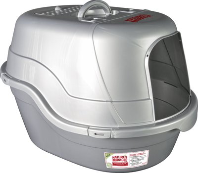 Nature's Miracle Silver Oval Hooded Litter Box, slide 1 of 1