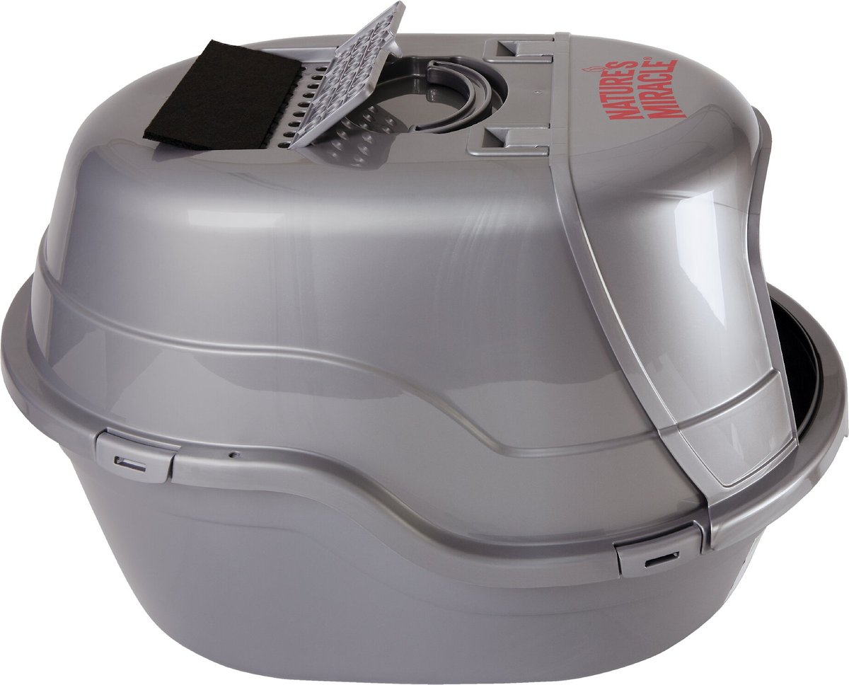 Nature's Miracle Silver Oval Hooded Litter Box