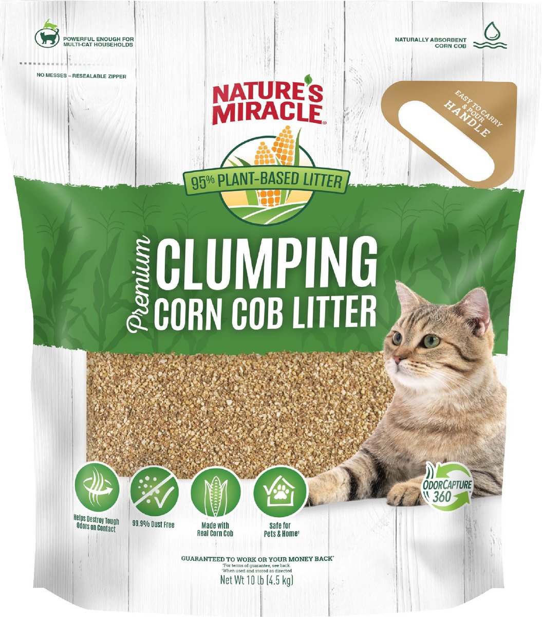 NATURE'S MIRACLE Premium Scented Clumping Corn Cat Litter, 10lb bag