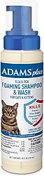 Adams Plus Sensitive Skin Formula Flea & Tick Foaming Cat Shampoo, 10-oz bottle