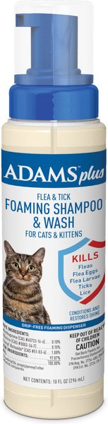 Adams Plus Sensitive Skin Formula Flea & Tick Foaming Cat Shampoo, 10-oz bottle slide 1 of 12