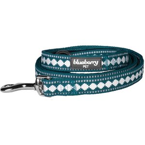 Blueberry Pet 3M Jacquard Nylon Reflective Dog Leash, Teal Blue, Small: 5-ft long, 5/8-in wide