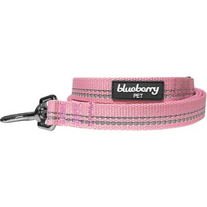 Blueberry Pet 3M Pastel Polyester Reflective Dog Leash, Baby Pink, Large: 4-ft long, 1-in wide