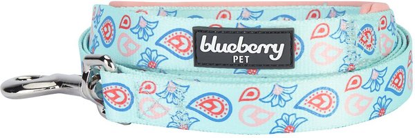 Blueberry Pet Spring Paisley Flower Polyester Dog Leash, Pastel Blue, Large: 4-ft long, 1-in wide slide 1 of 5