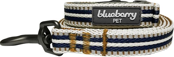 Blueberry Pet 3M Striped Polyester Reflective Dog Leash, Olive & Blue/Gray, Small: 5-ft long, 5/8-in wide slide 1 of 5