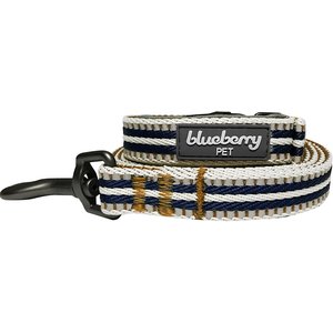 Blueberry Pet 3M Striped Polyester Reflective Dog Leash, Olive & Blue/Gray, Small: 5-ft long, 5/8-in wide