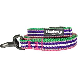 Blueberry Pet 3M Striped Polyester Reflective Dog Leash, Pink, Large: 4-ft long, 1-in wide