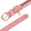 BLUEBERRY PET Vintage Two Tone Leather Dog Collar, Pink & Grey, Large ...