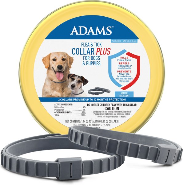 Adams Plus Flea & Tick Collar for Dogs & Puppies, 2 Collars (12-mos. supply) slide 1 of 13