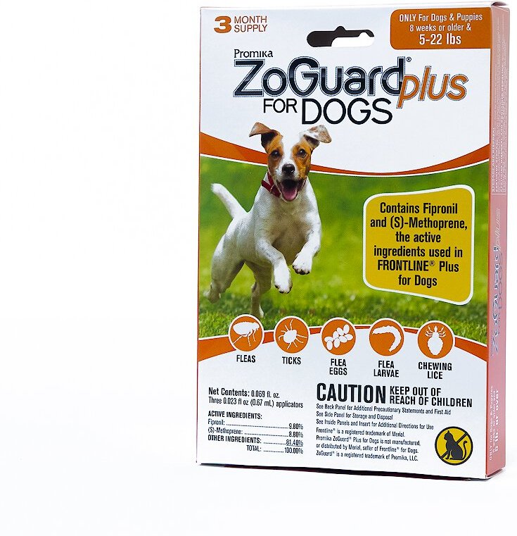 ZOGUARD Flea & Tick Spot Treatment for Dogs, 5-22 lbs, 3 Doses (3-mos ...