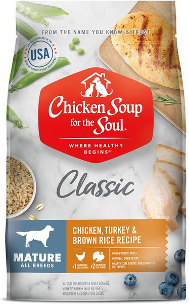 Chicken Soup for the Soul Mature Chicken, Turkey & Brown Rice Recipe Dry Dog Food, 4.5-lb bag slide 1 of 10