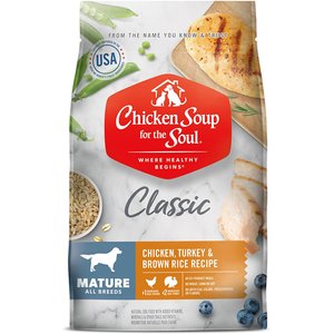 Chicken Soup for the Soul Mature Chicken, Turkey & Brown Rice Recipe Dry Dog Food, 4.5-lb bag