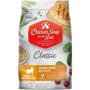 Chicken Soup for the Soul Weight & Mature Care Chicken & Brown Rice Recipe Dry Cat Food, 4.5-lb bag