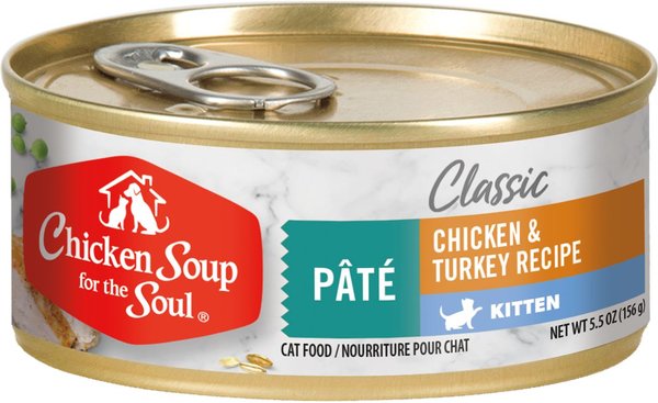 Chicken Soup for the Soul Kitten Chicken & Turkey Recipe Pate Canned Cat Food, 5.5-oz, case of 24 slide 1 of 6
