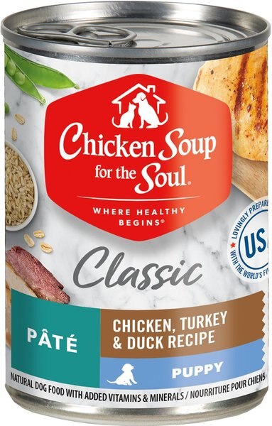 Chicken Soup for the Soul Puppy Pate Chicken, Turkey & Duck Recipe Canned Dog Food, 13-oz, case of 12 slide 1 of 7