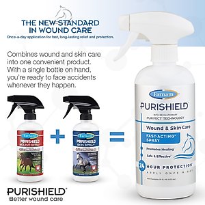 Farnam PuriShield Farm Animal & Horse Fast-Acting Wound & Skin Care Spray, 16-oz bottle