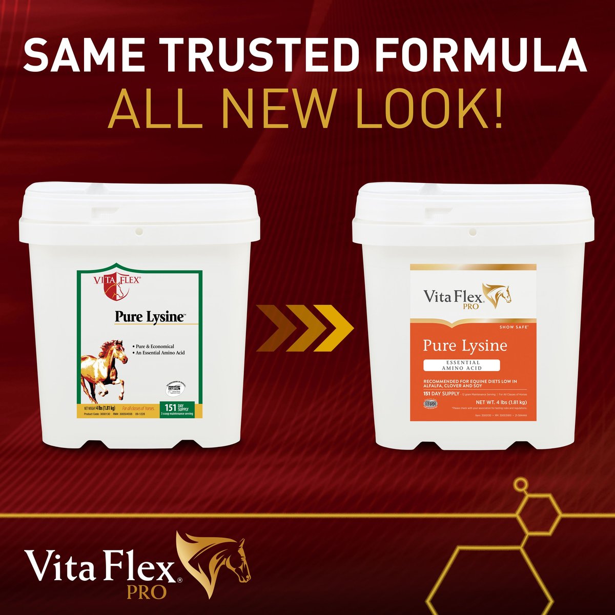 Vita Flex Pro Pure Lysine Amino Acid Powder Horse Supplement 151 Day Supply, 4-lb bucket