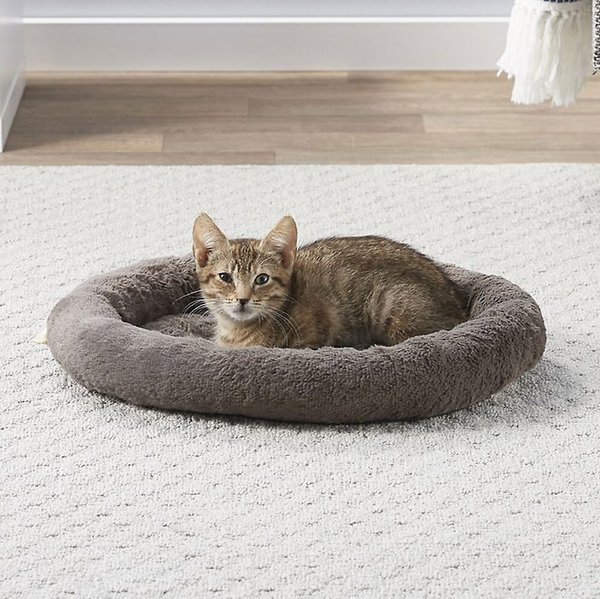Frisco Self Warming Bolster Round Kitten Bed, Gray slide 1 of 4