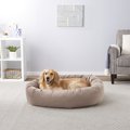 Frisco Velvet Round Bolster Dog Bed w/Removable Cover, Beige, X-Large