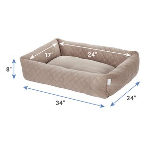 Frisco Velvet Quilted Bolster Cat & Dog Bed, Beige, Large