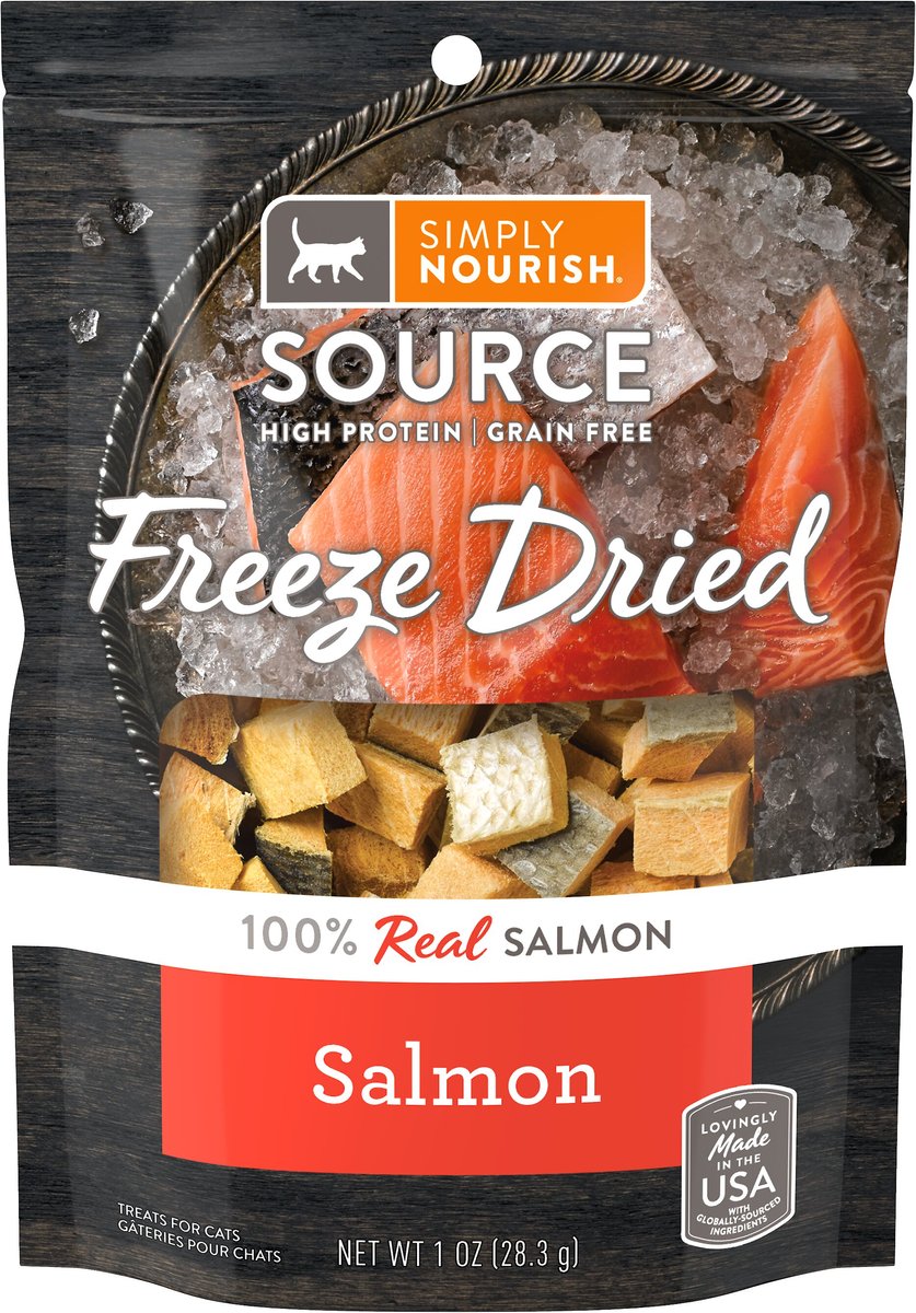 SIMPLY NOURISH 100% Salmon Grain-Free Freeze-Dried Cat Treats, 1-oz Bag ...