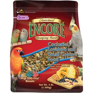 Brown's Encore Gourmet Foraging Feast Cockatiel Food, 3-lb