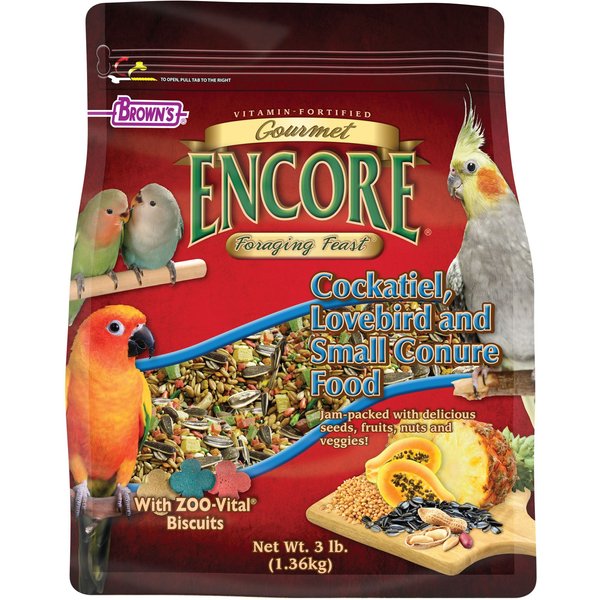 Out of Stock BROWN'S Encore Gourmet Foraging Feast Cockatiel Food, 3