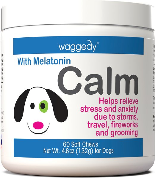 waggedy Calm Stress & Anxiety Relief Melatonin Dog Supplement, 60 Count slide 1 of 7