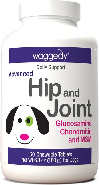 waggedy Advanced Hip & Joint Glucosamine, Chondroitin & MSM Dog Supplement, 60 Count slide 1 of 7