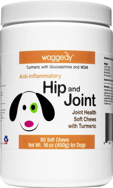 waggedy Anti-Inflammatory Hip & Joint Turmeric, Glucosamine & MSM Dog Supplement, 90 Count slide 1 of 9