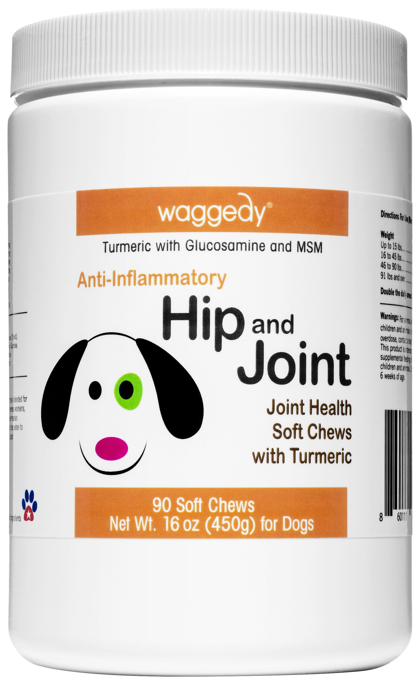 WAGGEDY Anti-Inflammatory Hip & Joint Soft Chews Supplement for Dogs ...