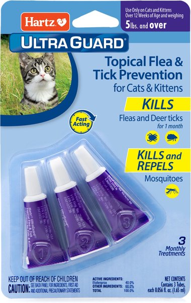 Hartz UltraGuard Flea & Tick Spot Treatment for Cats, over 5 lbs, 3 Doses (3-mos. supply) slide 1 of 10
