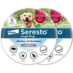 Seresto Flea & Tick Collar for Dogs, over 18 lbs, 2 Collars (16-mos. supply)