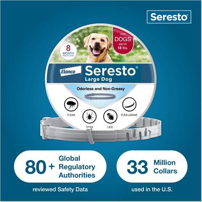 Show full view: Seresto Flea & Tick Collar for Dogs, over 18 lbs, 2 Collars (16-mos. supply) slide 7 of 10