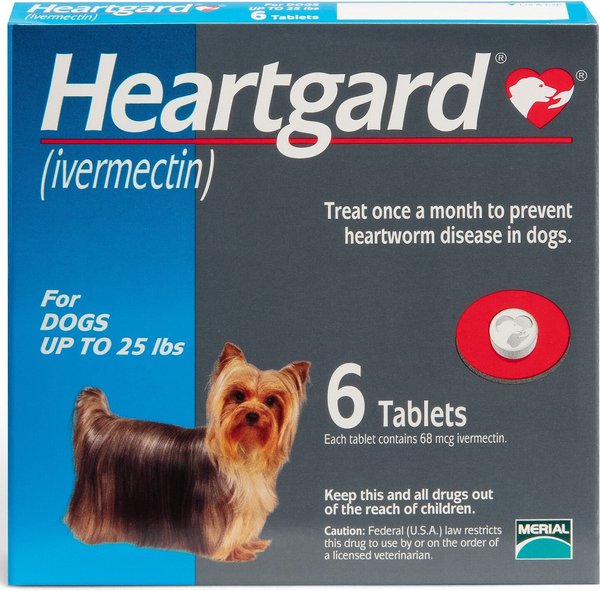 Discontinued HEARTGARD Chewable Tablet for Dogs up to 25 lbs Blue Box 6 Chewable Tablets 6 mos. supply Chewy