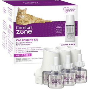 Comfort Zone Calming Diffuser for Cats, 3 Diffusers, 6 Refills