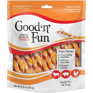 Good 'n' Fun Triple Flavor Twist Sticks Dog Chews, 35 count