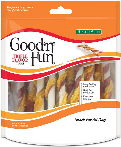 Good 'n' Fun Triple Flavor Twist Sticks Dog Chews, 35 count slide 1 of 5