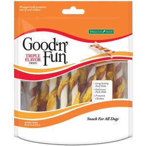Good 'n' Fun Triple Flavor Twist Sticks Dog Chews, 35 count
