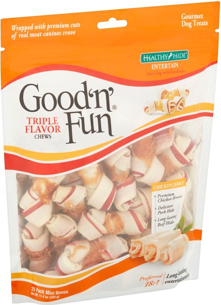Good 'n' Fun Triple Flavor Mini Bones Dog Chews, 25 count slide 1 of 7