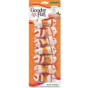 Good 'n' Fun Triple Flavor Mini Bones Dog Chews, 7 count