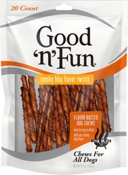Good 'n' Fun Smoky BBQ Flavor Twists Dog Chews, 20 count