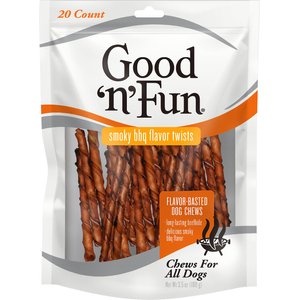 Good 'n' Fun Smoky BBQ Flavor Twists Dog Chews, 20 count