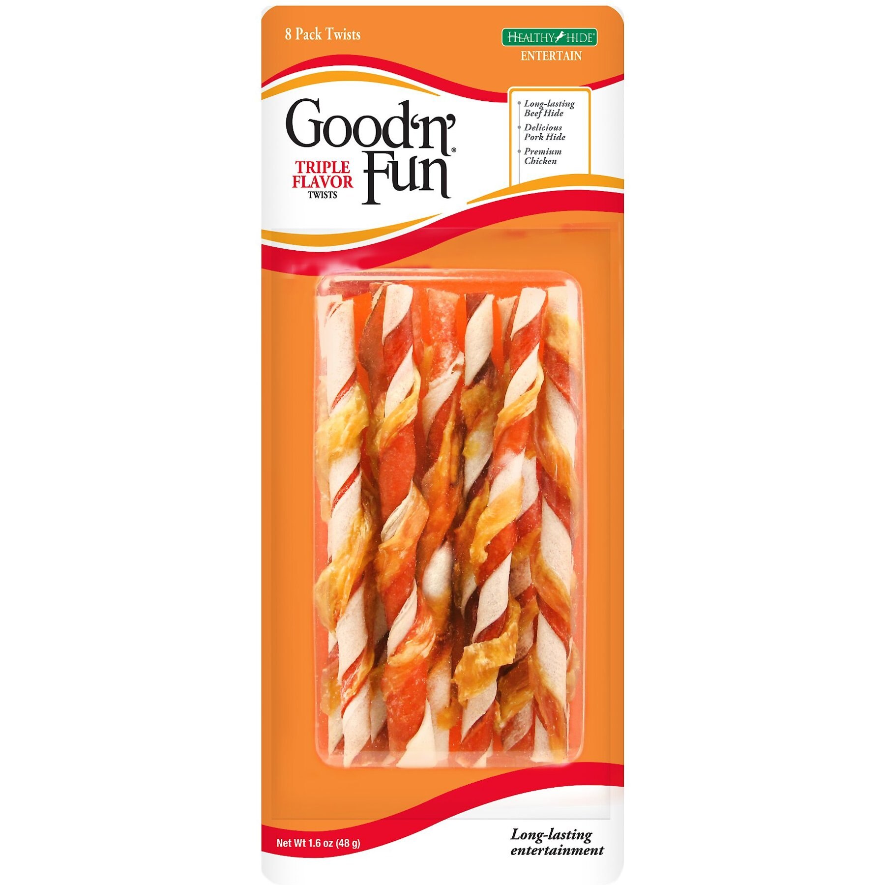 GOOD N FUN Triple Flavor Chews Beef Pork Chicken Twists Dog Chews 4 in 10 count Chewy